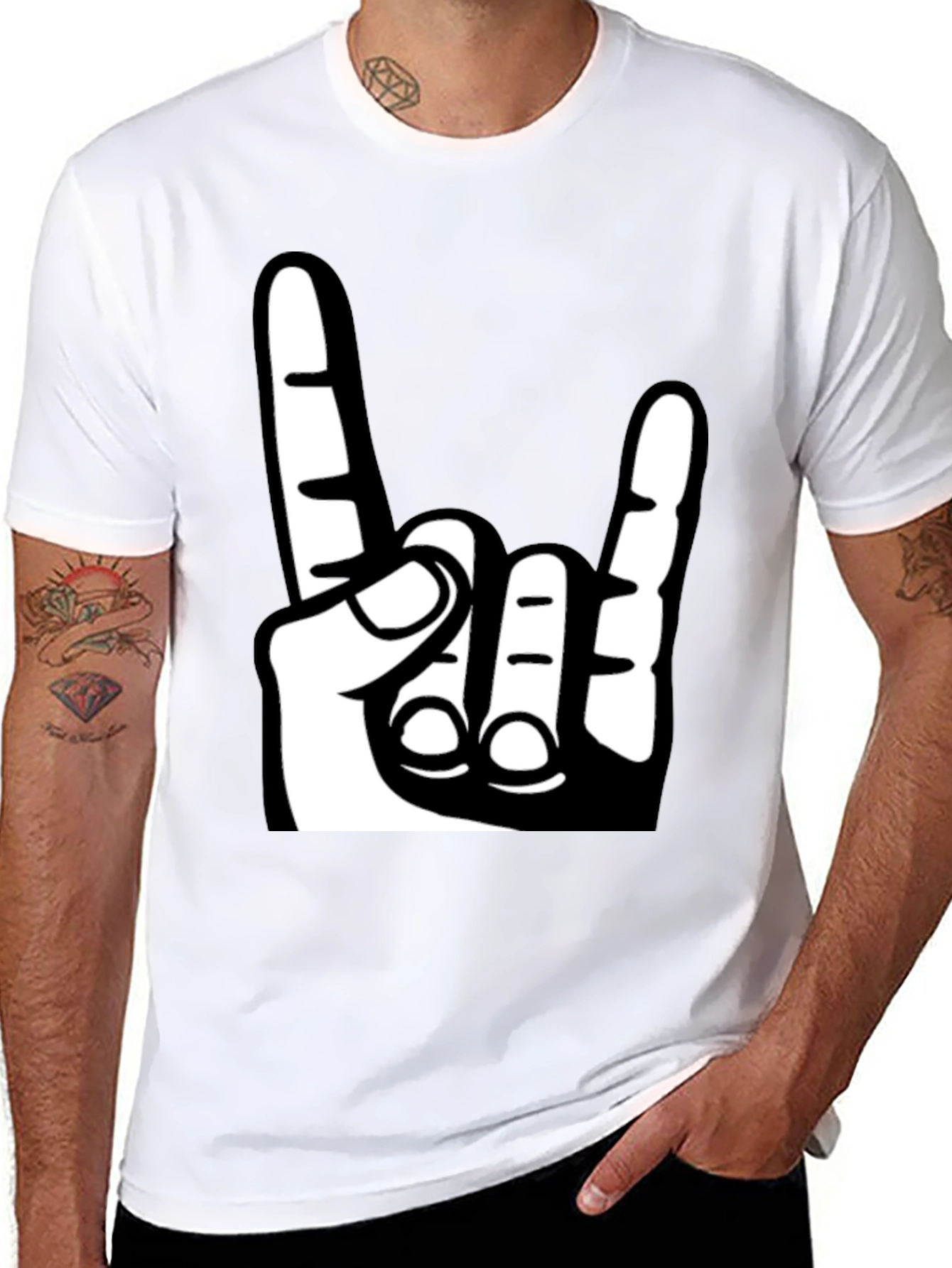 Rock On Hand Graphic T-Shirt - Black