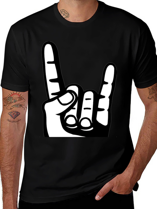 Rock On Hand Graphic T-Shirt - Black