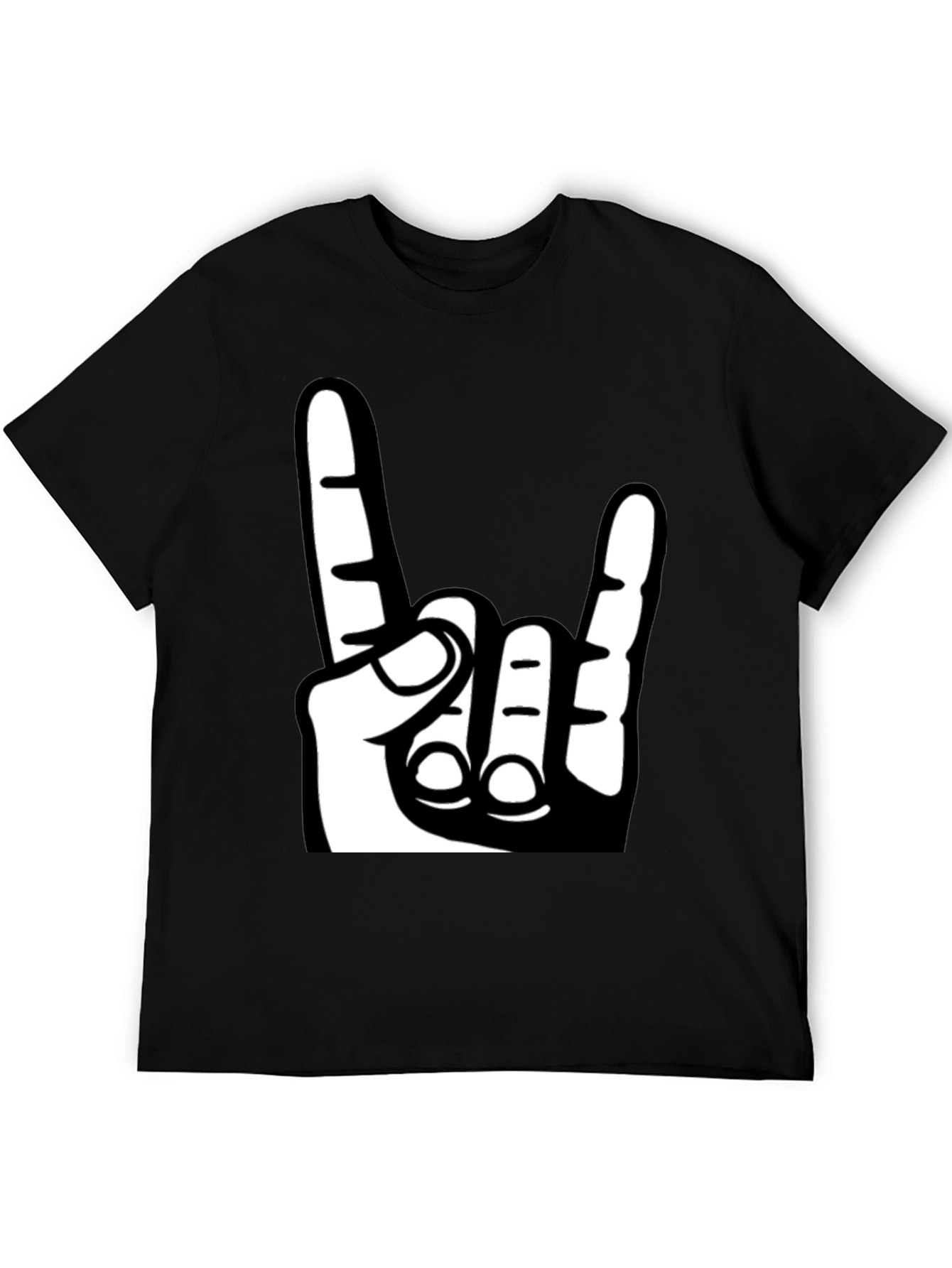 Rock On Hand Graphic T-Shirt - Black