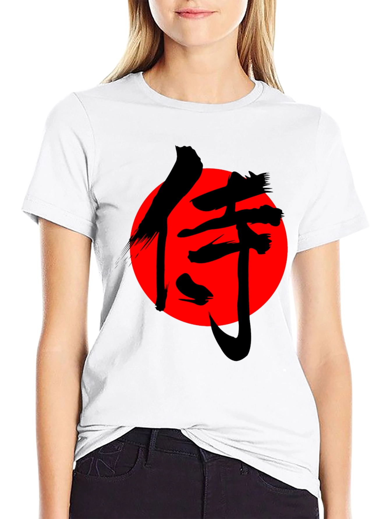 Samurai Graphic T-Shirt - Red Sun Black Ink