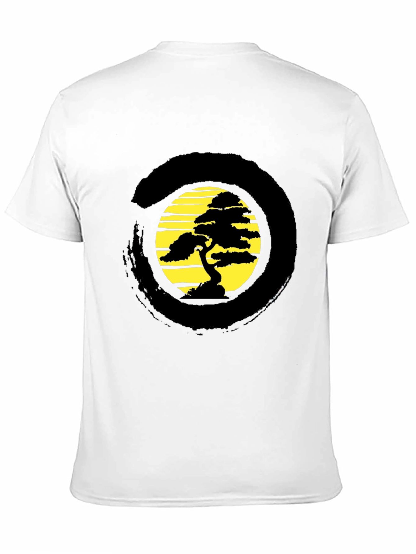 Bonsai Tree Black T-Shirt - Zen Circle Design