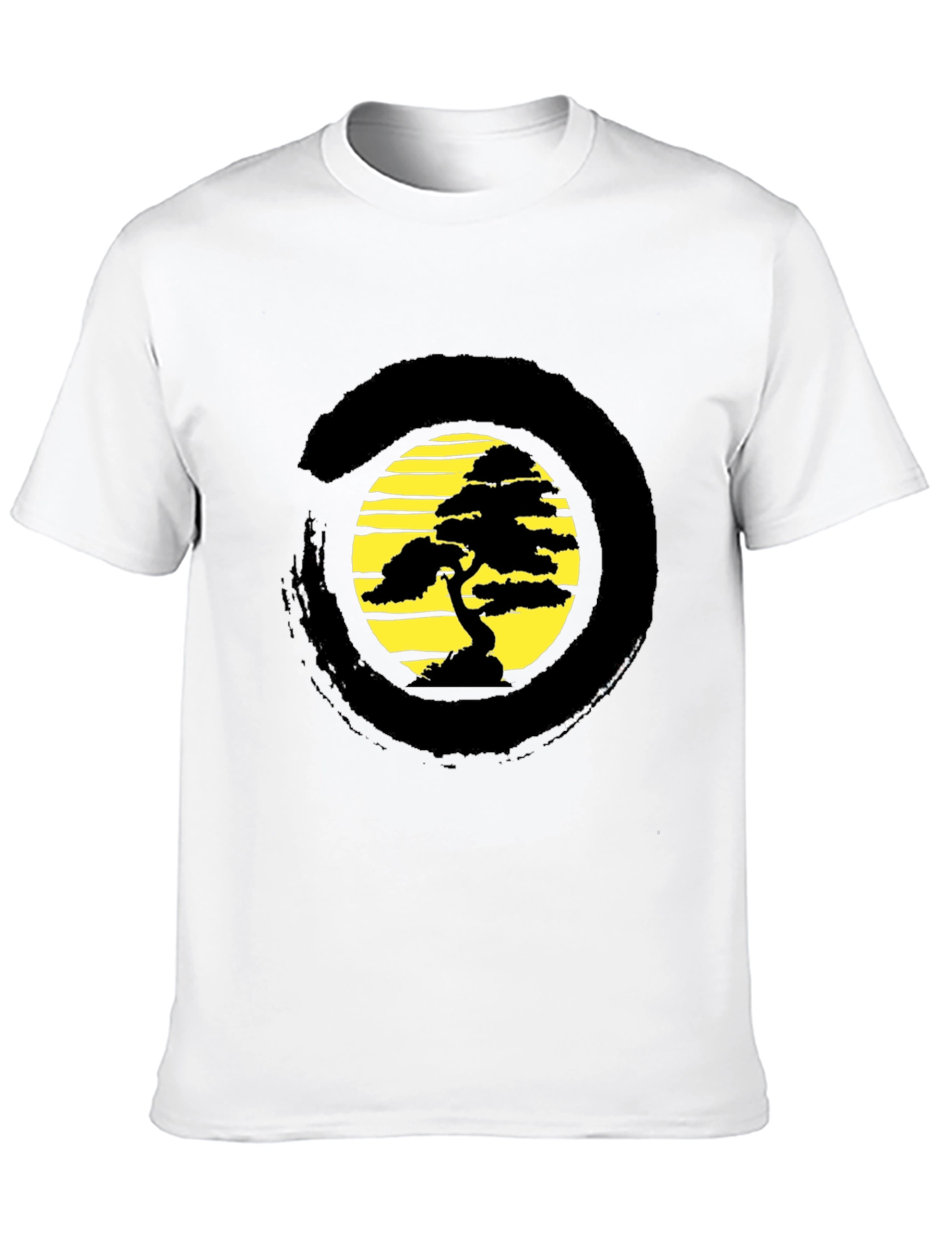 Bonsai Tree Black T-Shirt - Zen Circle Design