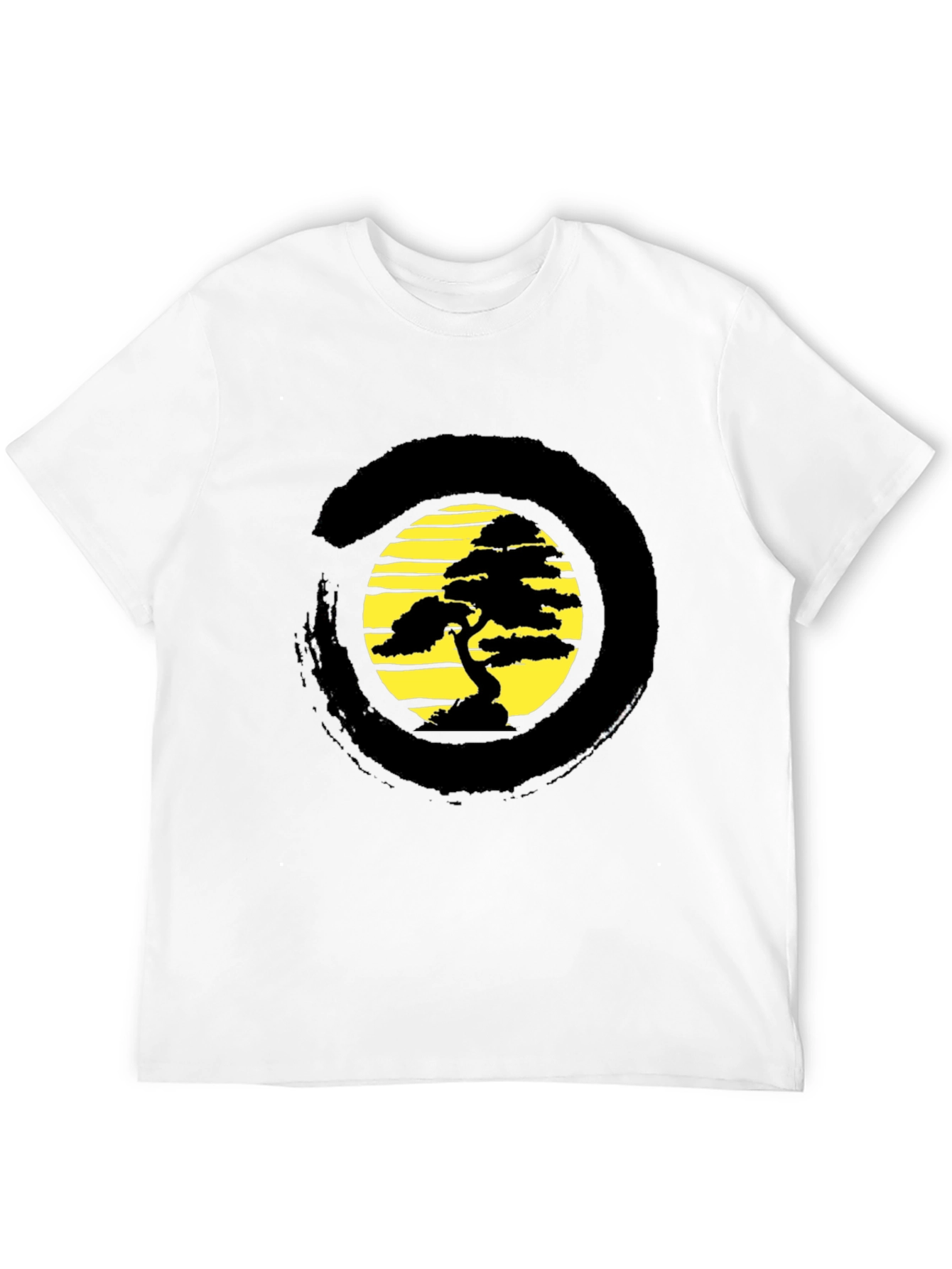 Bonsai Tree Black T-Shirt - Zen Circle Design