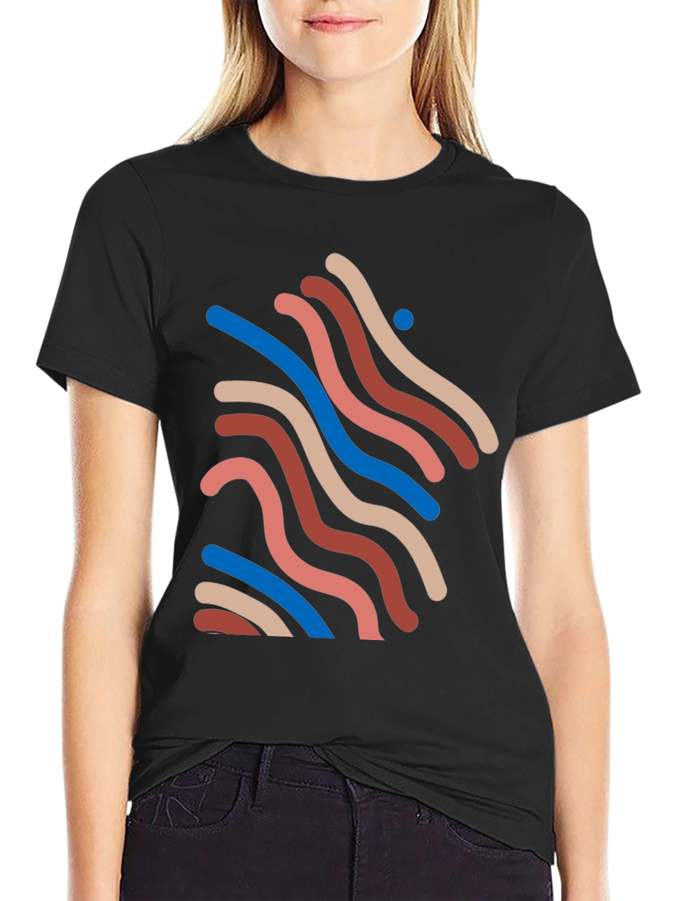 Modern Art Graphic Tee - Black Casual T-Shirt