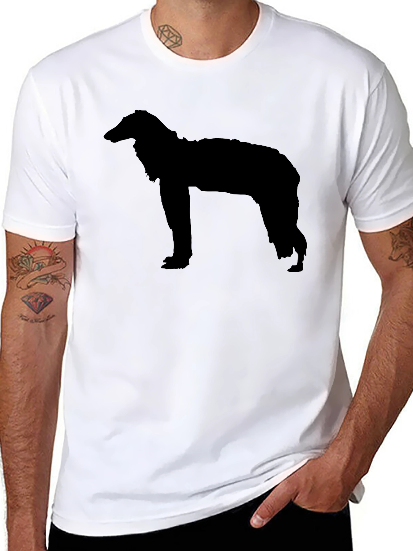Borzoi Dog Silhouette T-Shirt - Unisex Black Tee