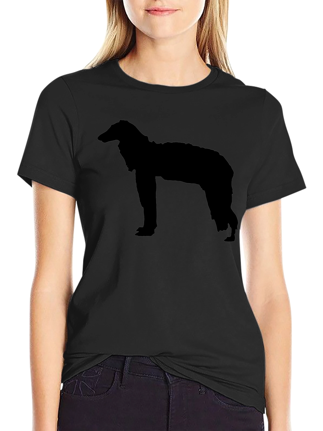 Borzoi Dog Silhouette T-Shirt - Unisex Black Tee