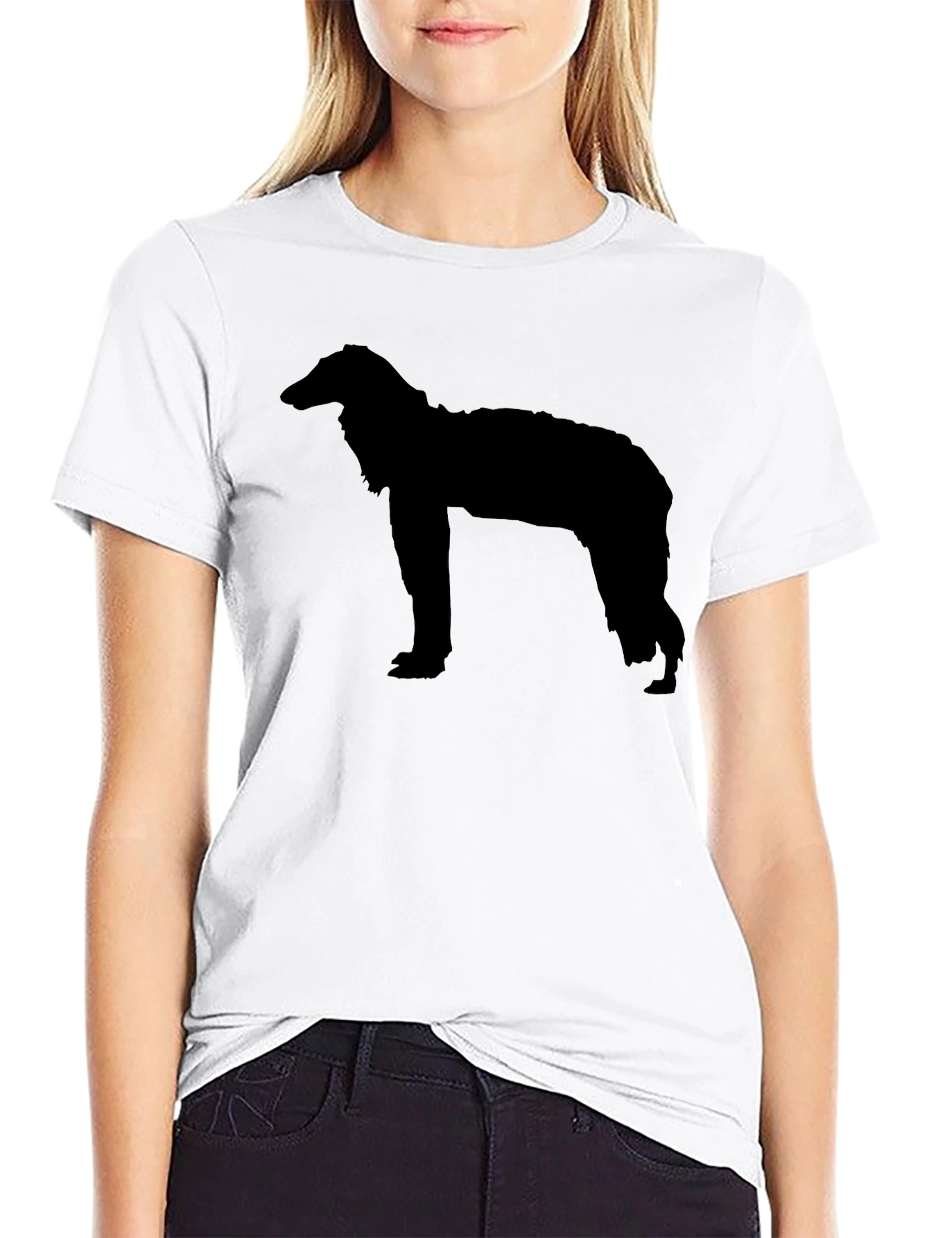 Borzoi Dog Silhouette T-Shirt - Unisex Black Tee