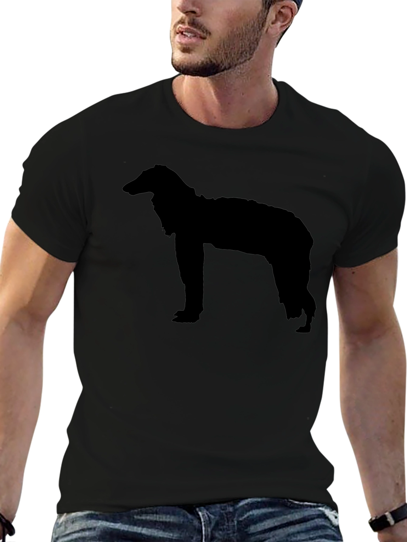 Borzoi Dog Silhouette T-Shirt - Unisex Black Tee