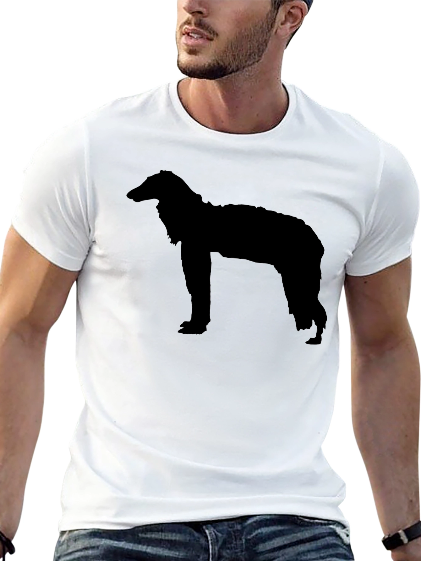 Borzoi Dog Silhouette T-Shirt - Unisex Black Tee