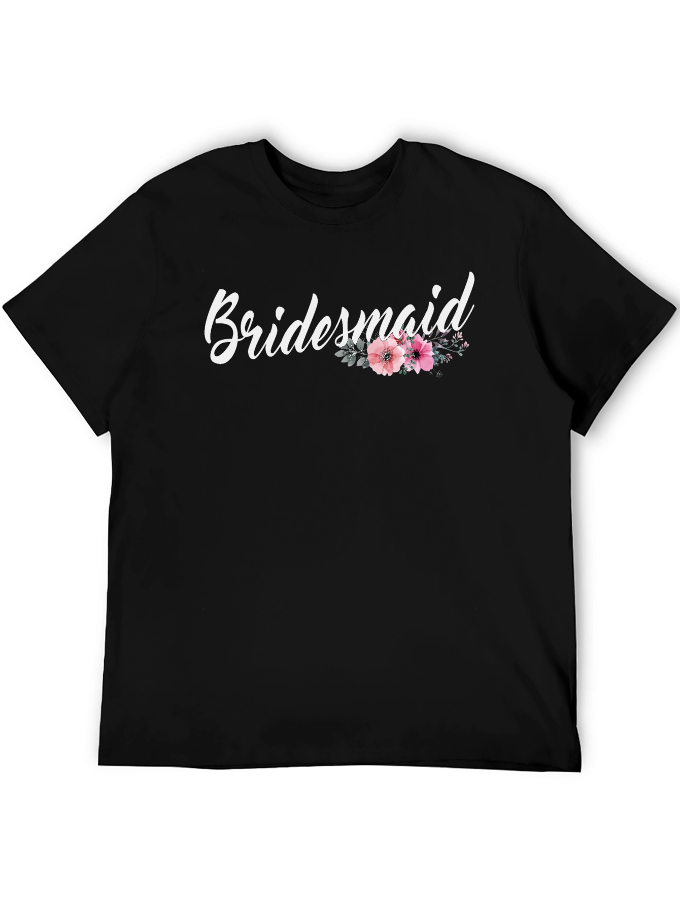 Bridesmaid Floral Graphic T-Shirt - Black