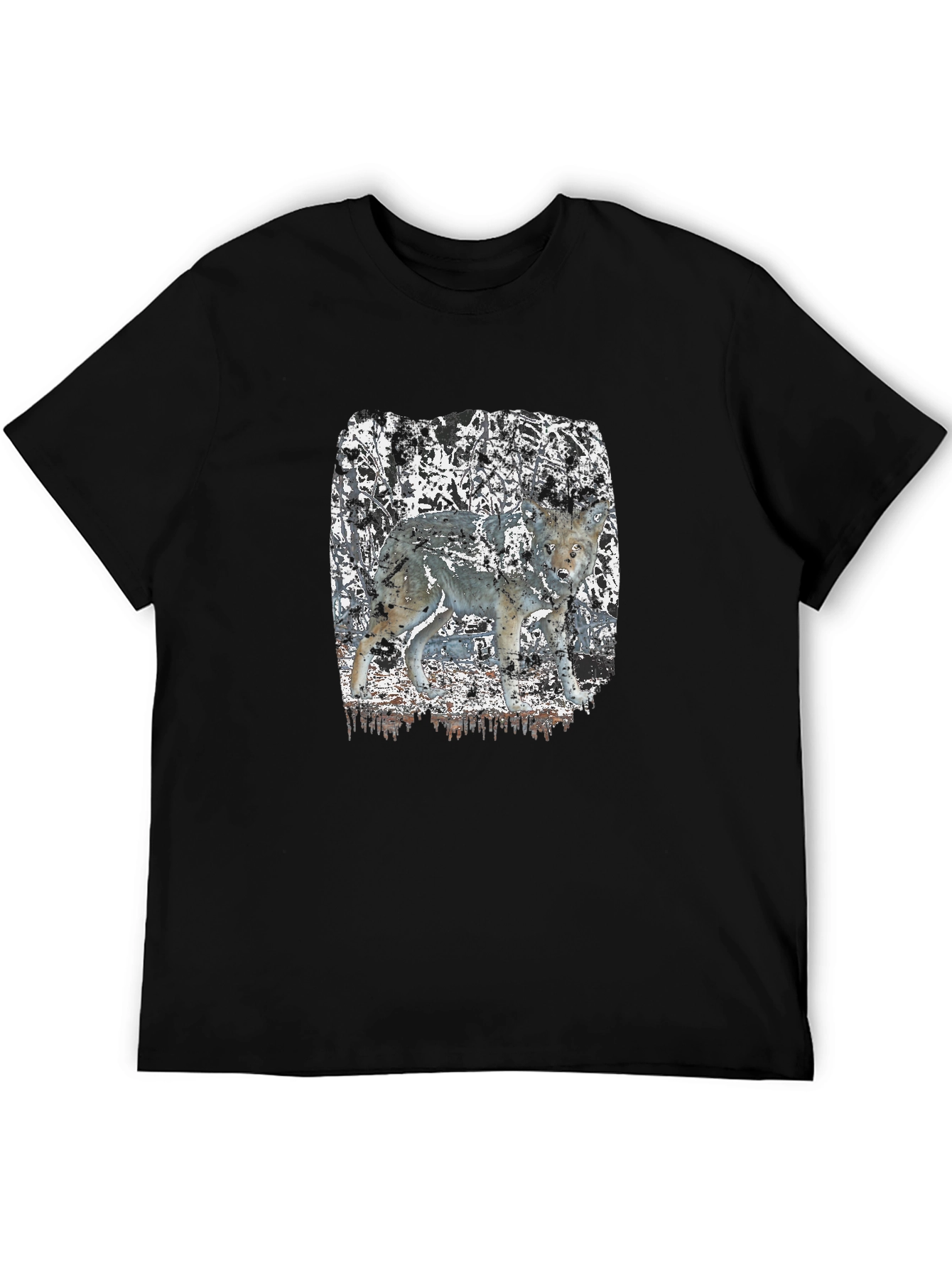 Wolf Graphic Print Black T-Shirt