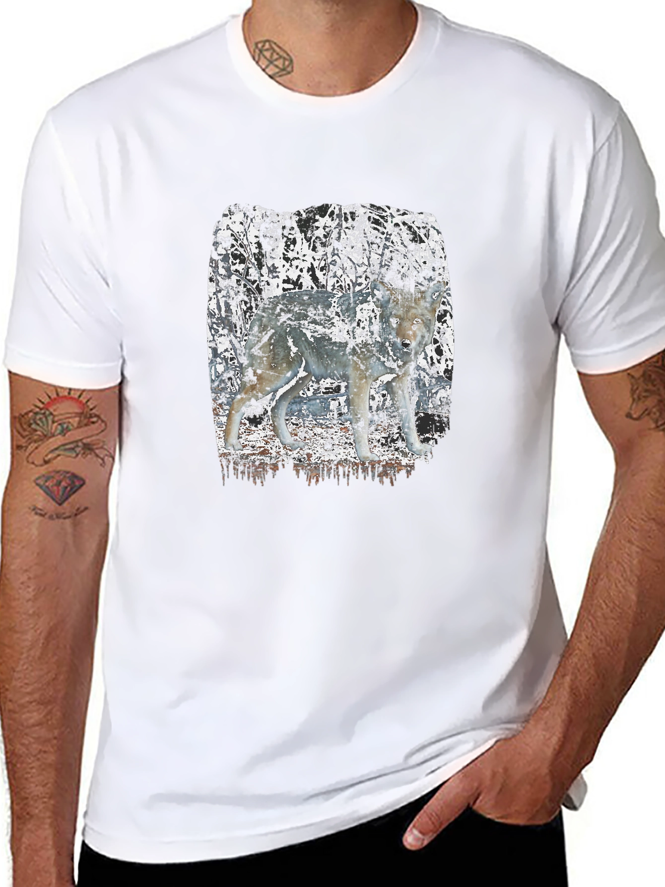 Wolf Graphic Print Black T-Shirt