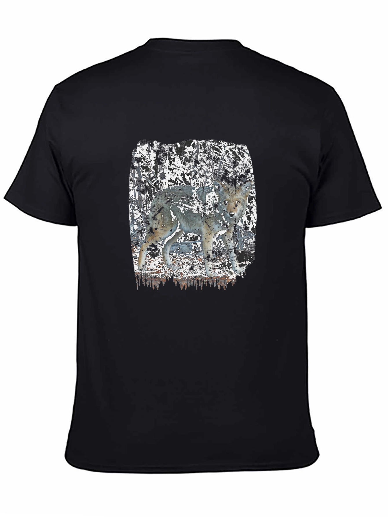 Wolf Graphic Print Black T-Shirt