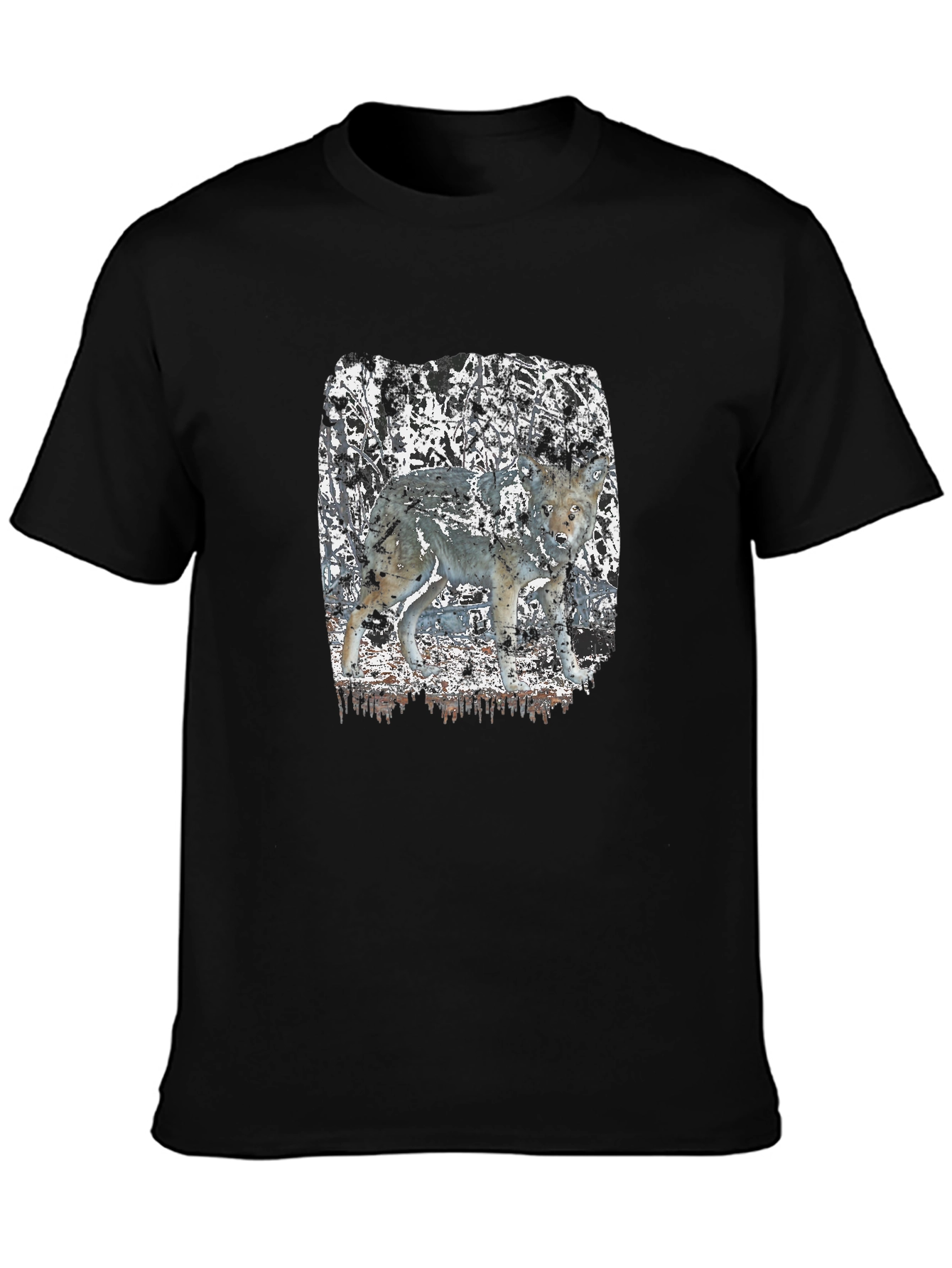 Wolf Graphic Print Black T-Shirt