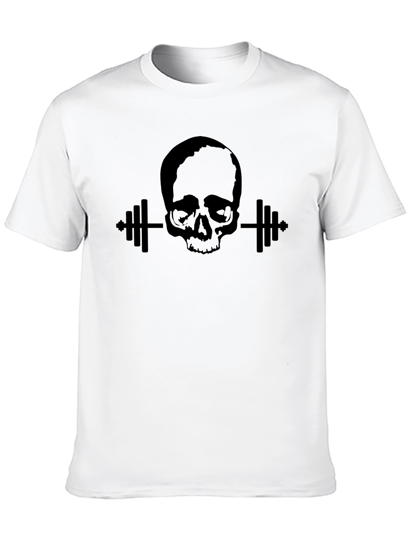 Skull Barbell Graphic T-Shirt - Black Gym Fitness Tee