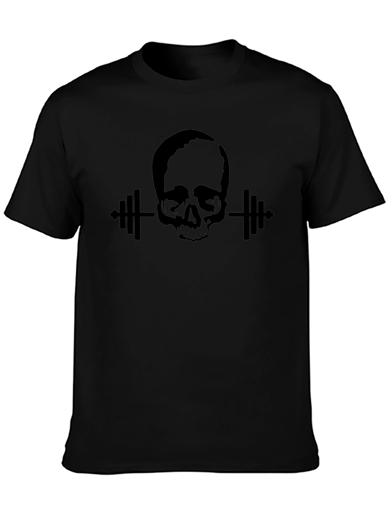 Skull Barbell Graphic T-Shirt - Black Gym Fitness Tee