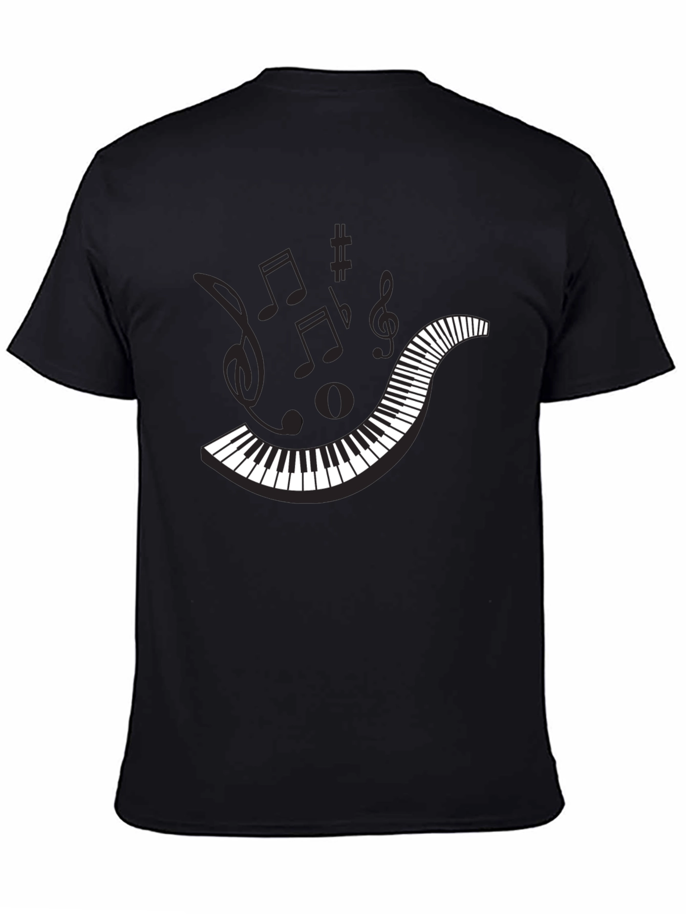 Musical Piano Keys Mens Black Graphic T-Shirt