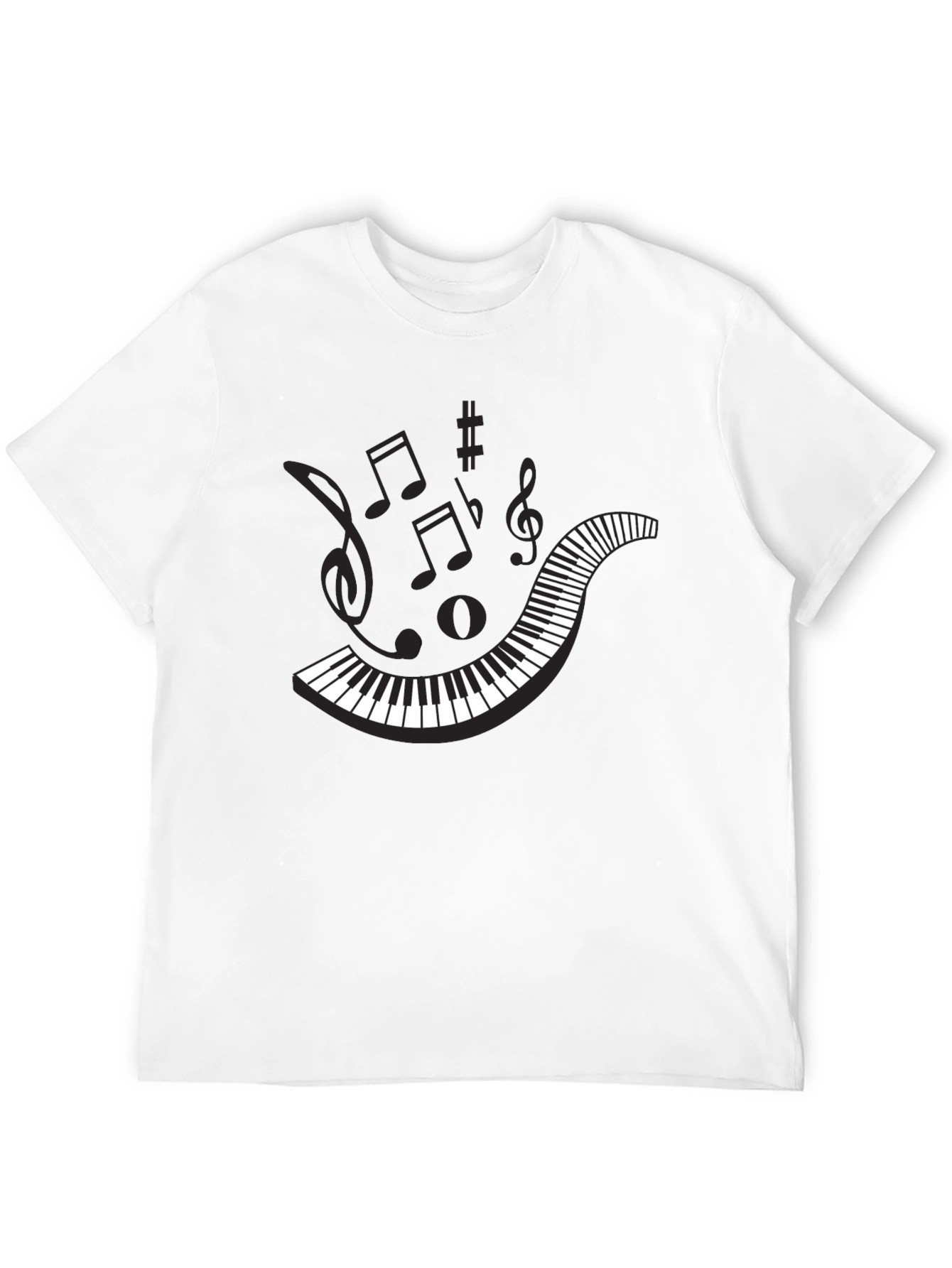 Musical Piano Keys Mens Black Graphic T-Shirt