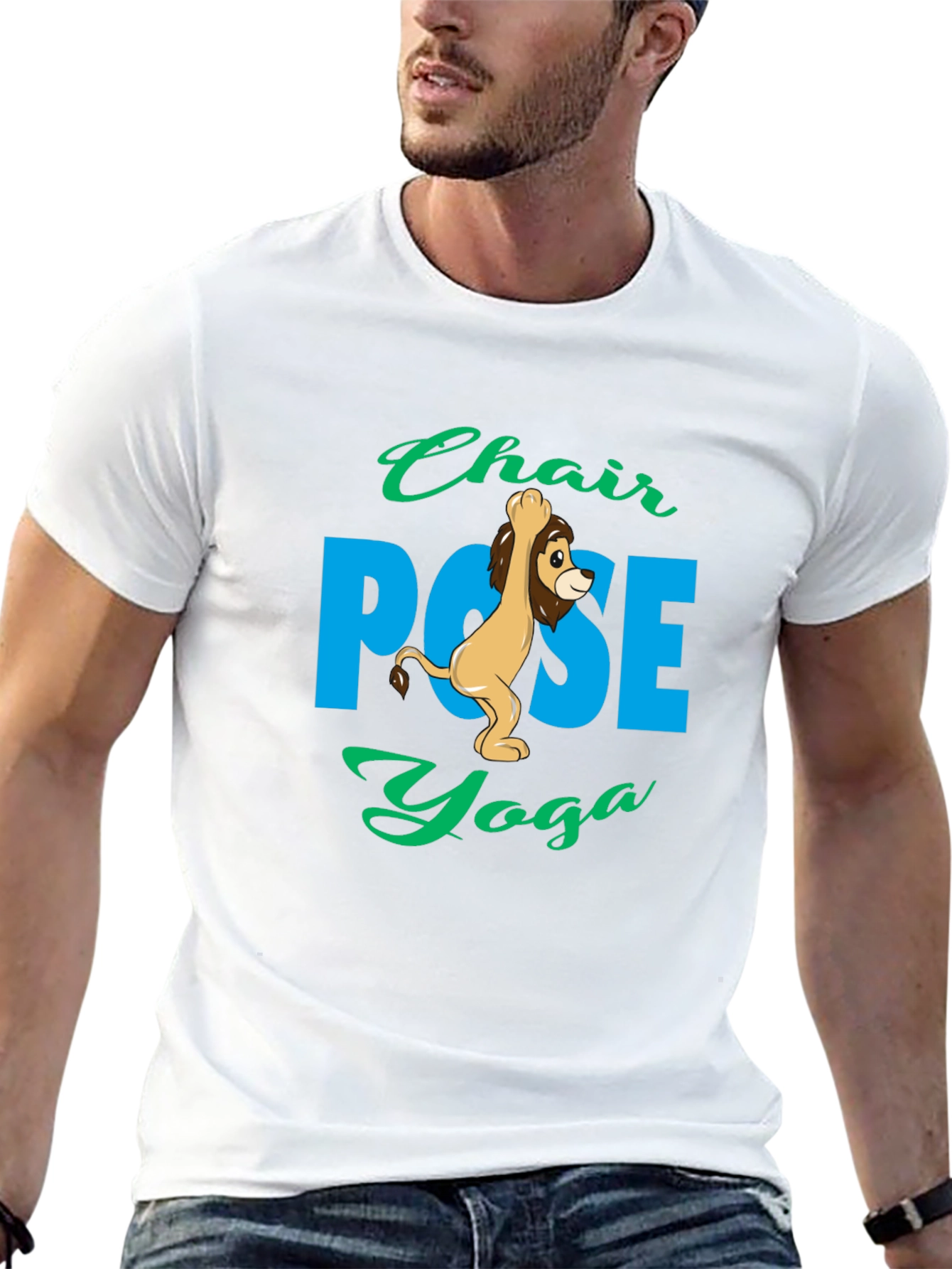 Chair Pose Yoga Lion Graphic Tee