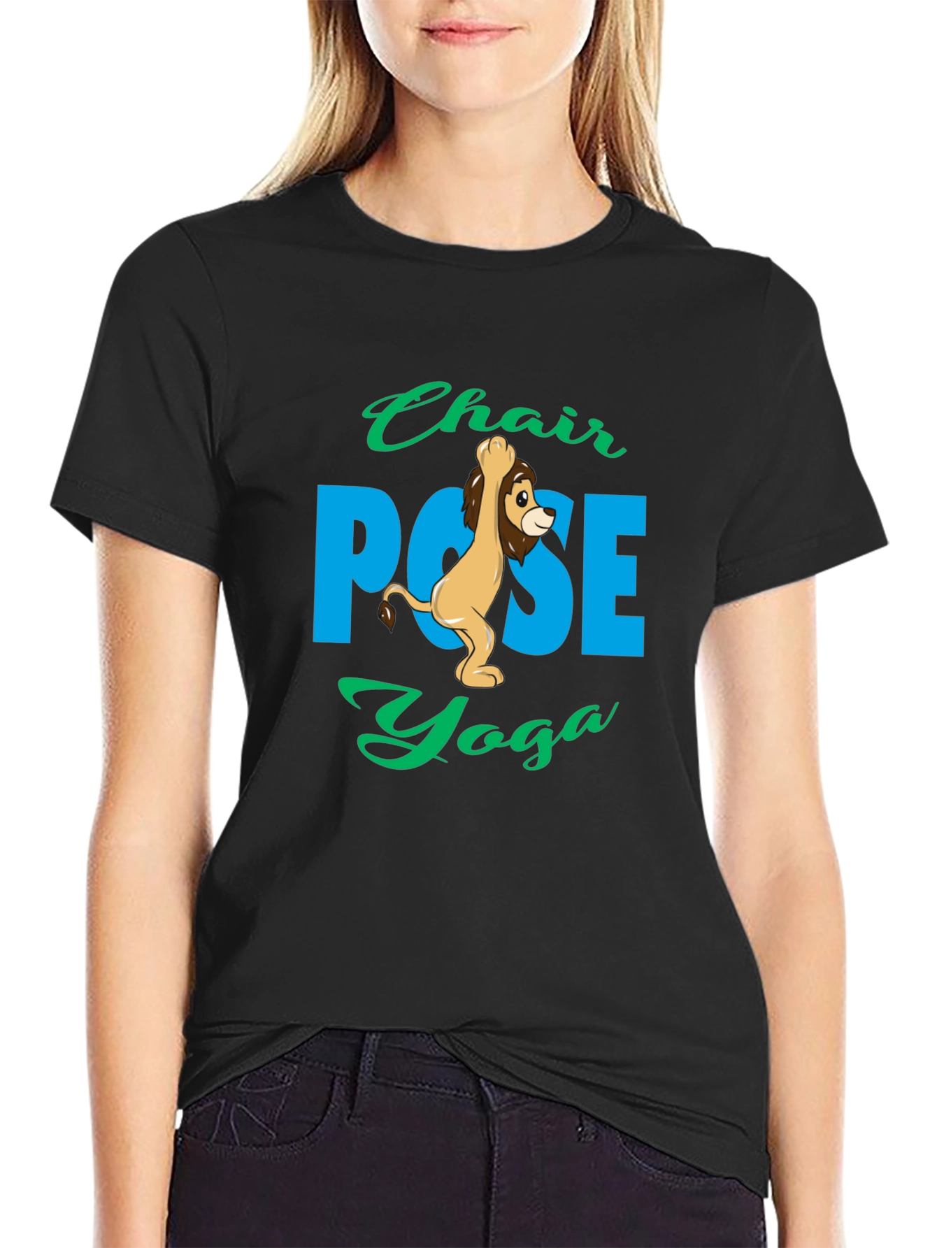 Chair Pose Yoga Lion Graphic Tee