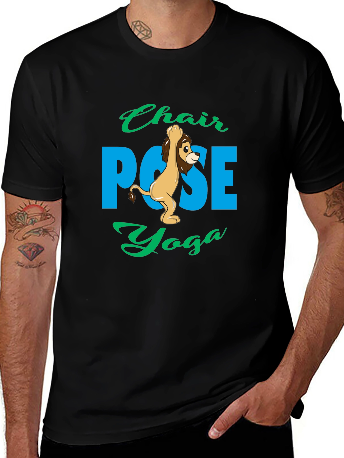 Chair Pose Yoga Lion Graphic Tee