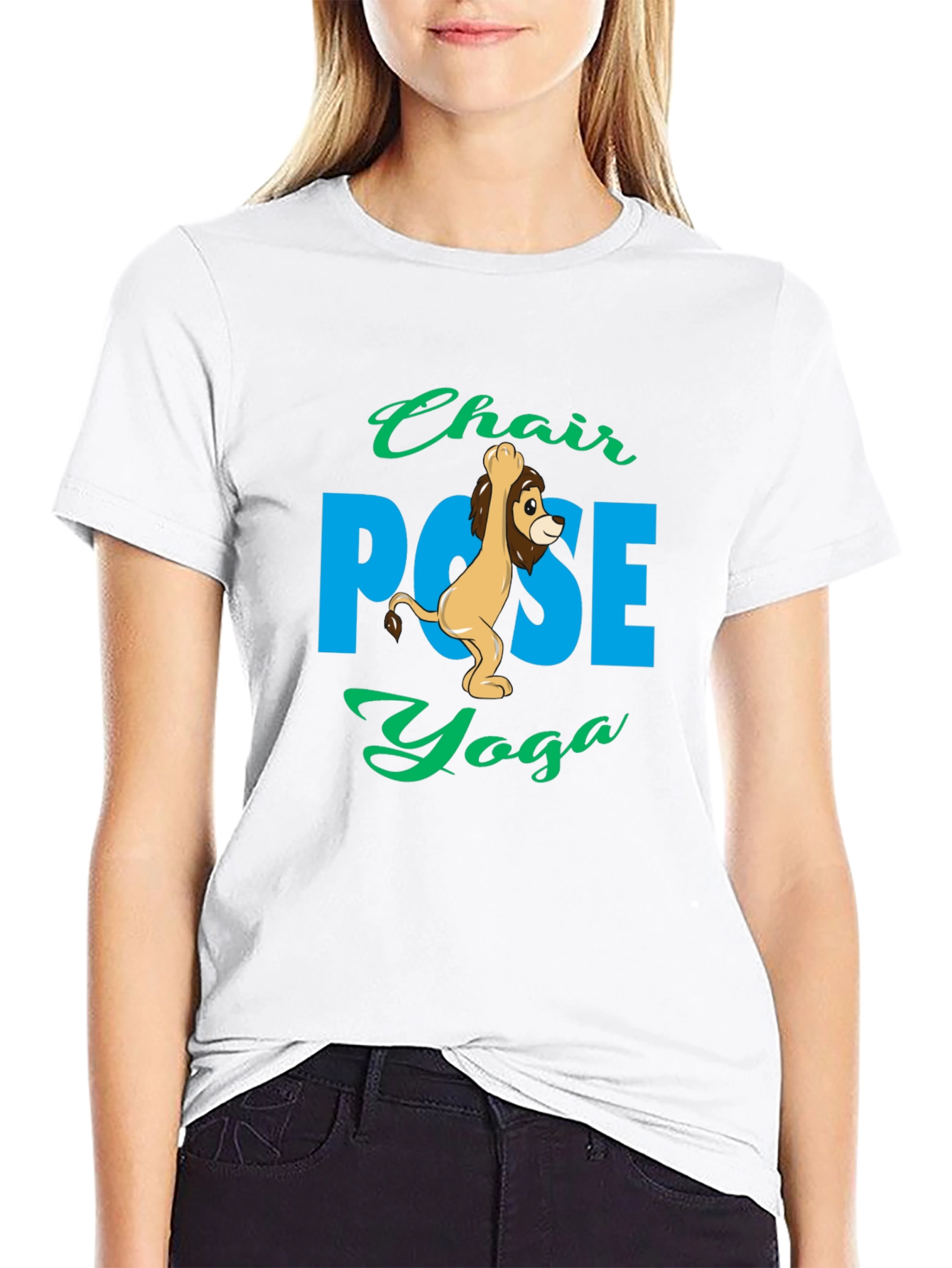 Chair Pose Yoga Lion Graphic Tee