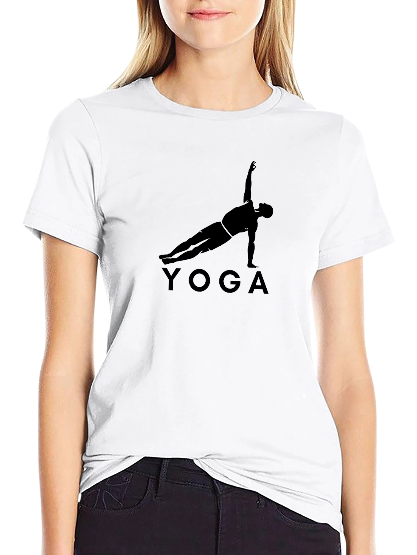 Yoga Pose Graphic Tee - Mens Casual Black T-Shirt