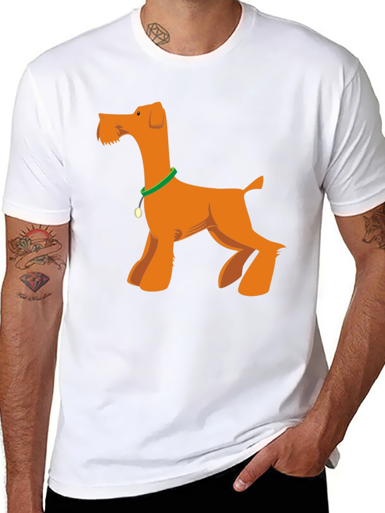 Cartoon Dog Graphic Tee - Black