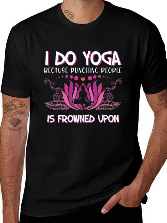 Funny Yoga T-Shirt: Punching People Frowned Upon