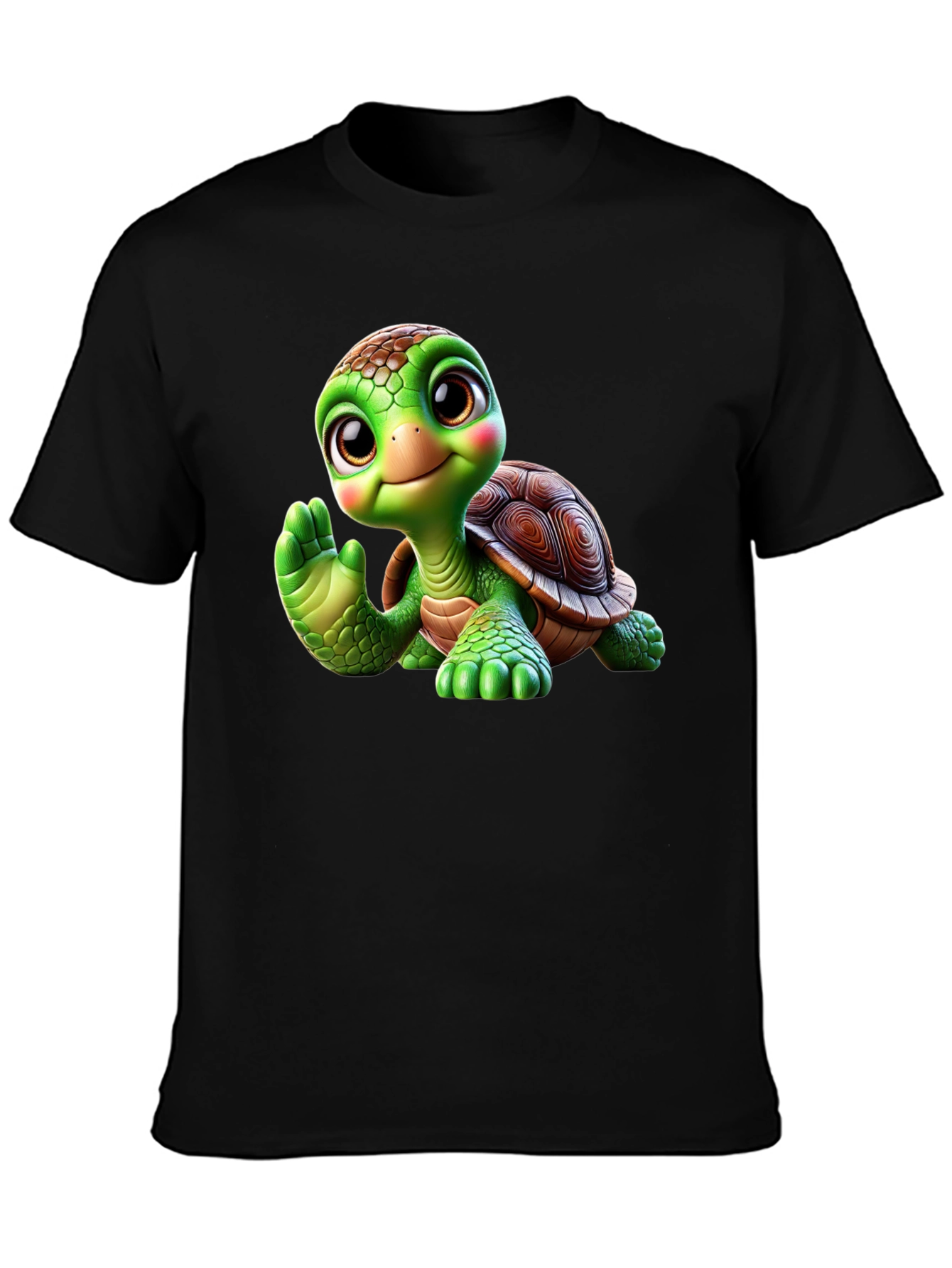 Cute Turtle Graphic Tee - Black