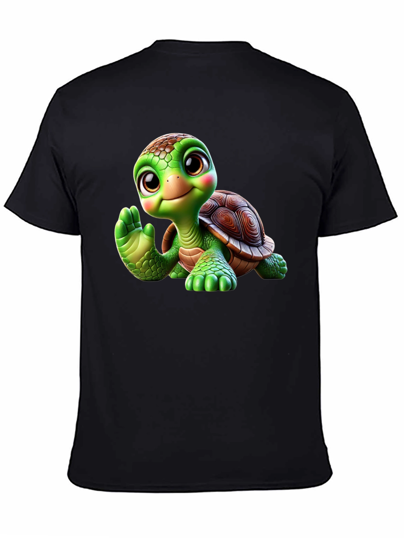 Cute Turtle Graphic Tee - Black