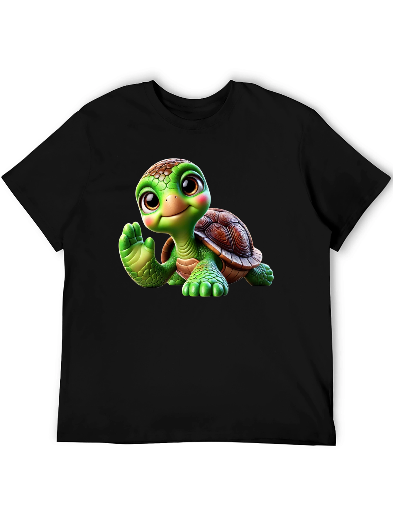 Cute Turtle Graphic Tee - Black