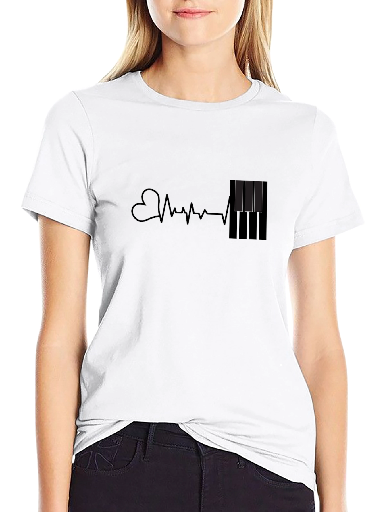 Heartbeat Piano Keys Graphic Tee