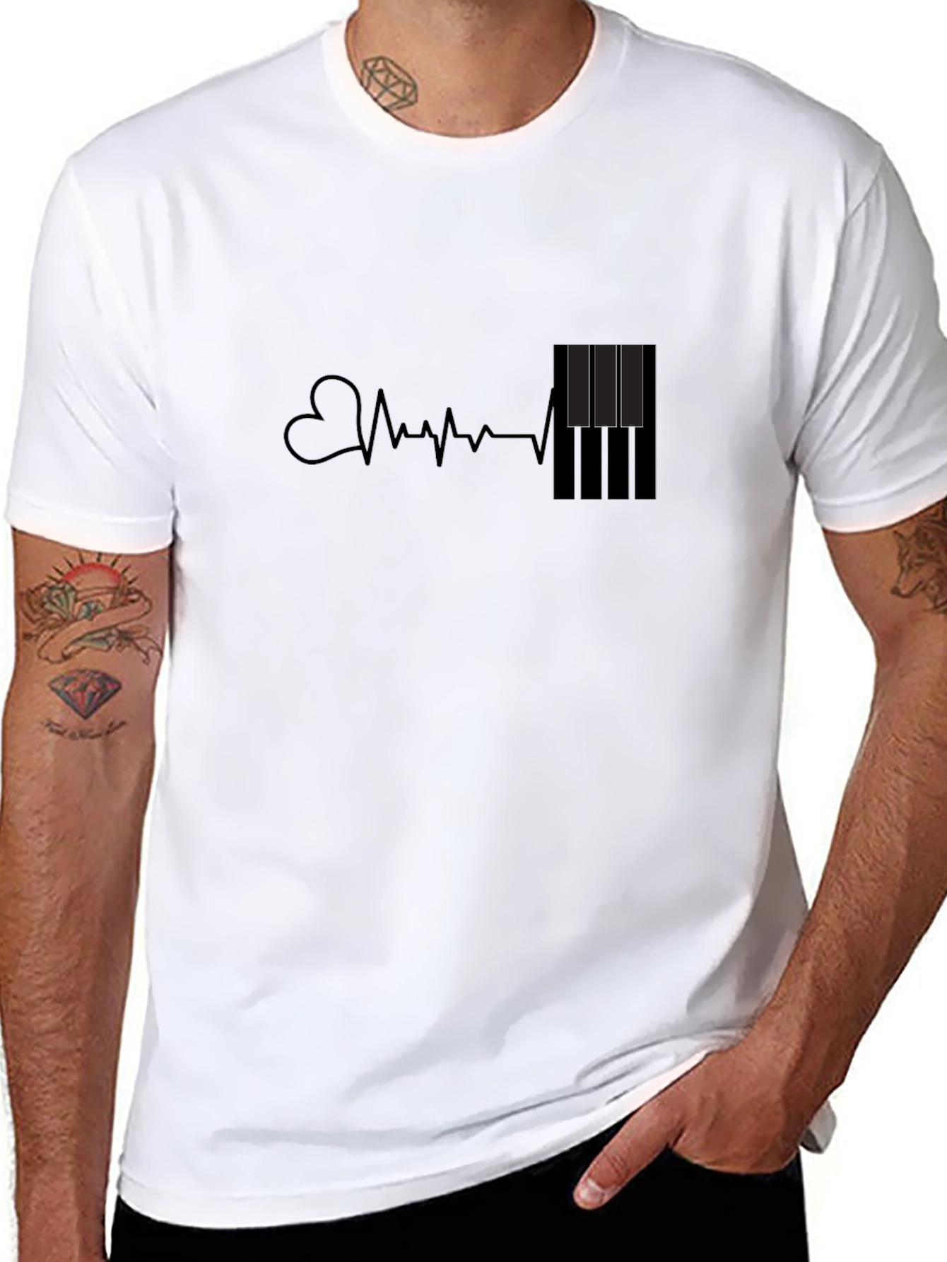 Heartbeat Piano Keys Graphic Tee
