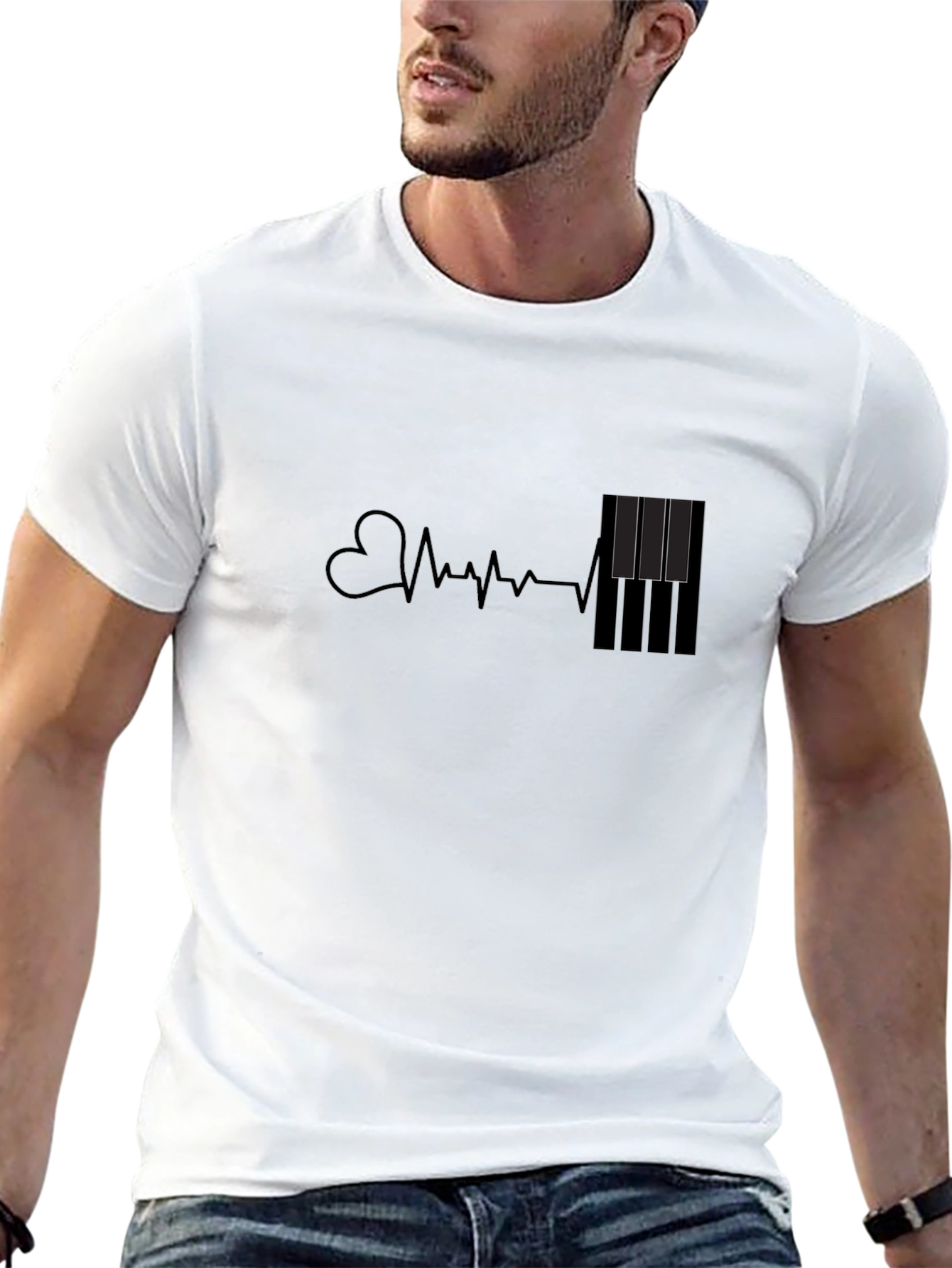 Heartbeat Piano Keys Graphic Tee