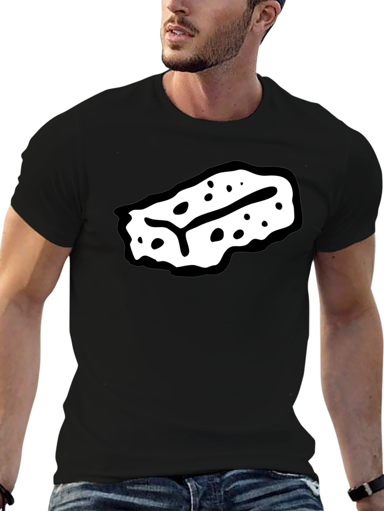 Unique Graphic Print Black Tee
