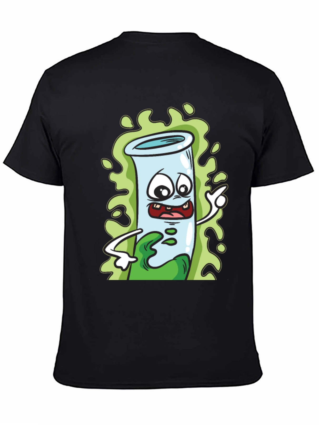 Cartoon Test Tube Black T-Shirt