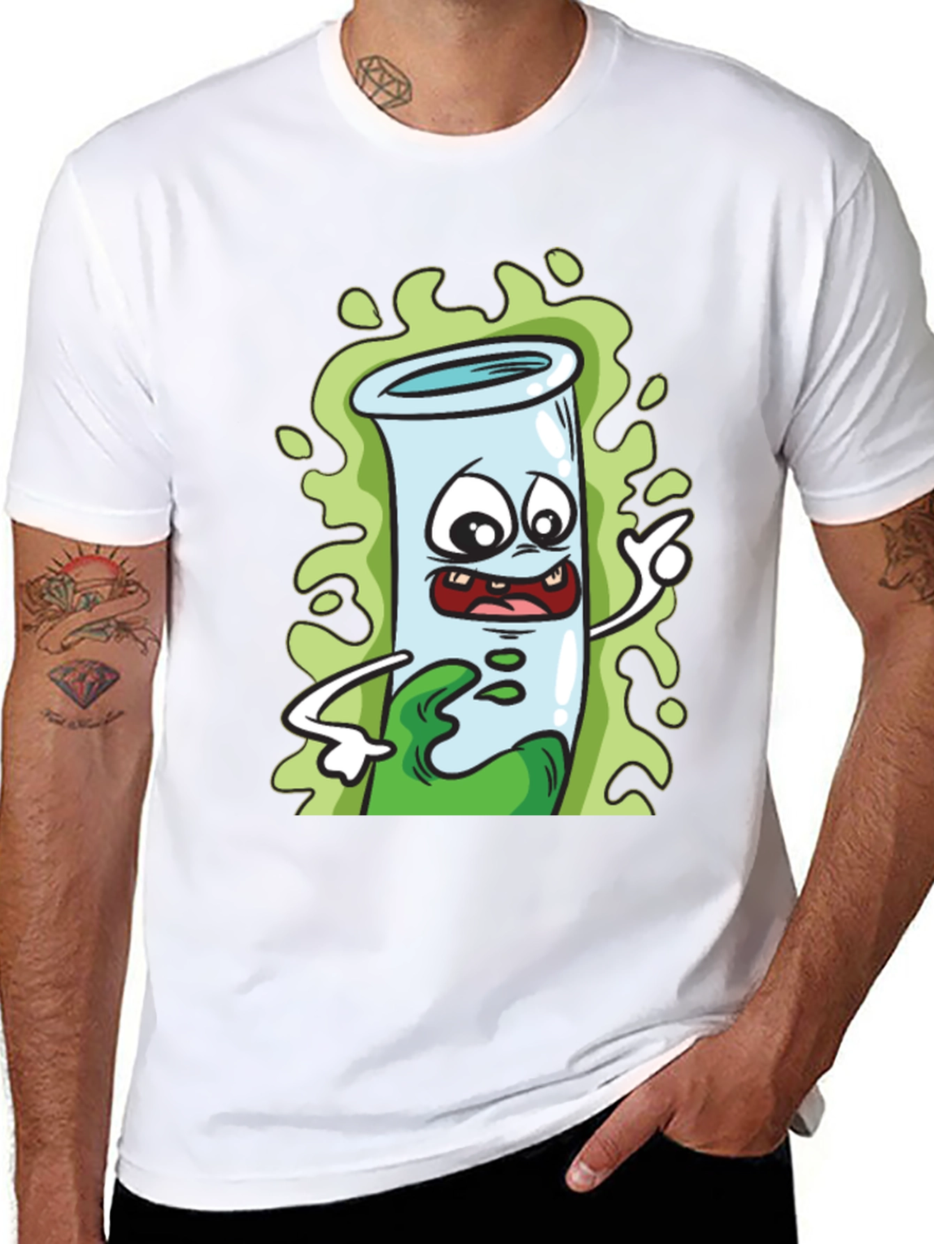 Cartoon Test Tube Black T-Shirt