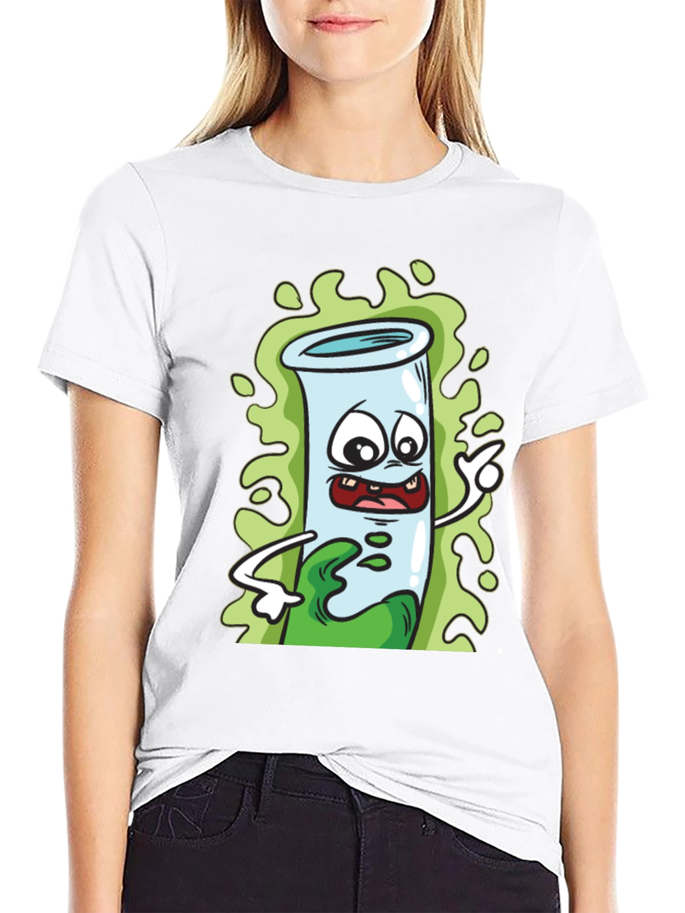 Cartoon Test Tube Black T-Shirt