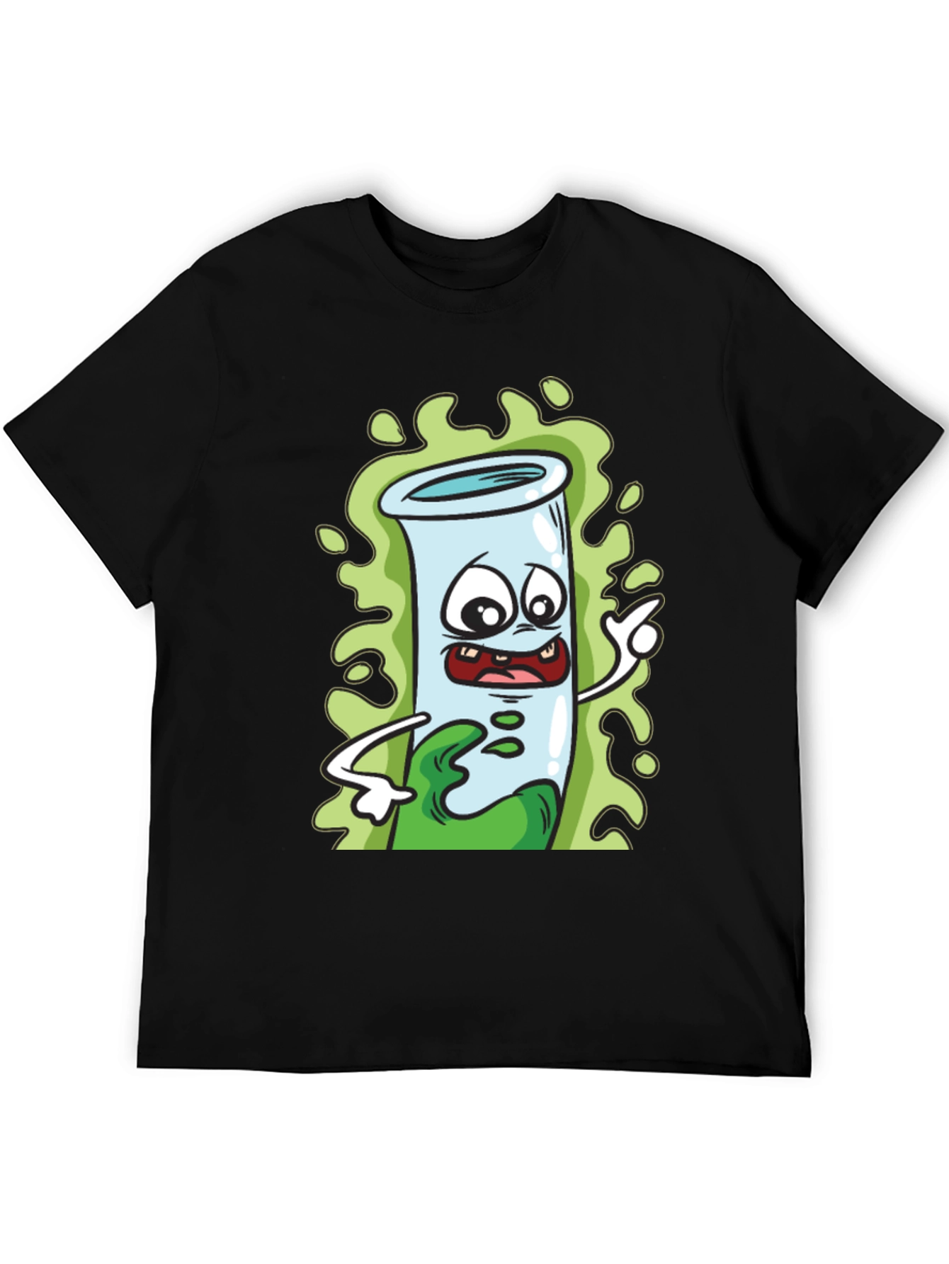 Cartoon Test Tube Black T-Shirt