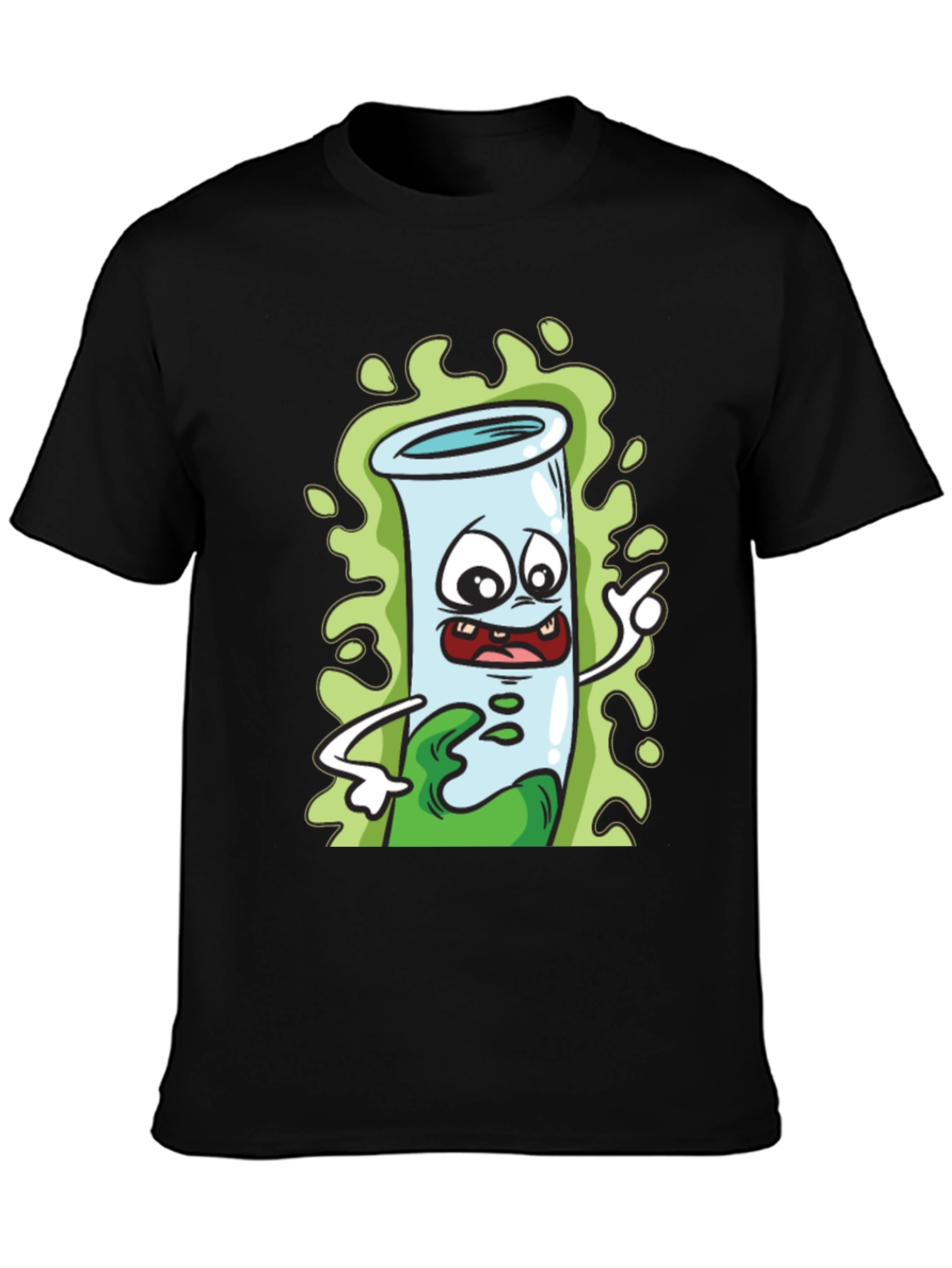Cartoon Test Tube Black T-Shirt