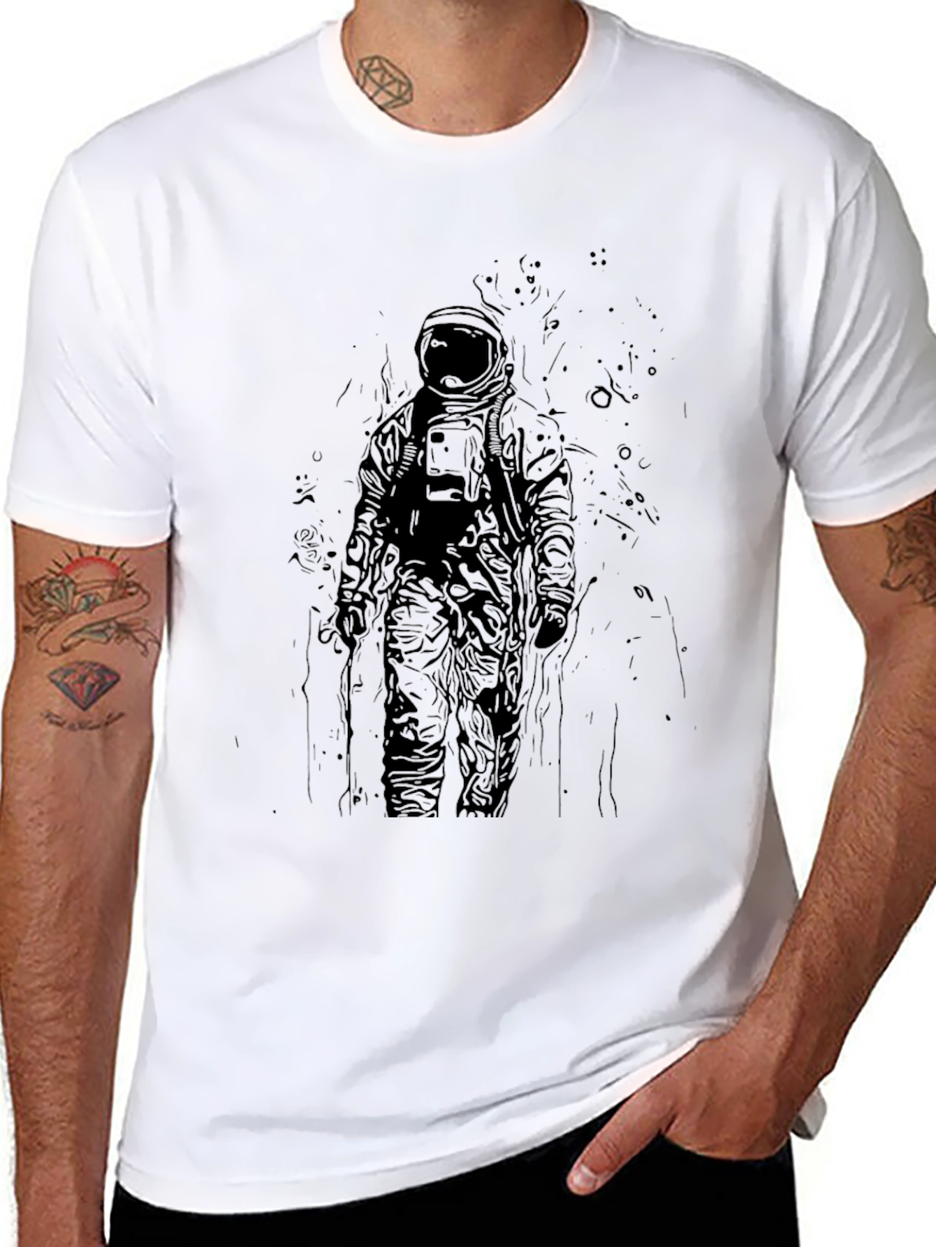 Astronaut Graphic Tee - Dark Spaced Out Design