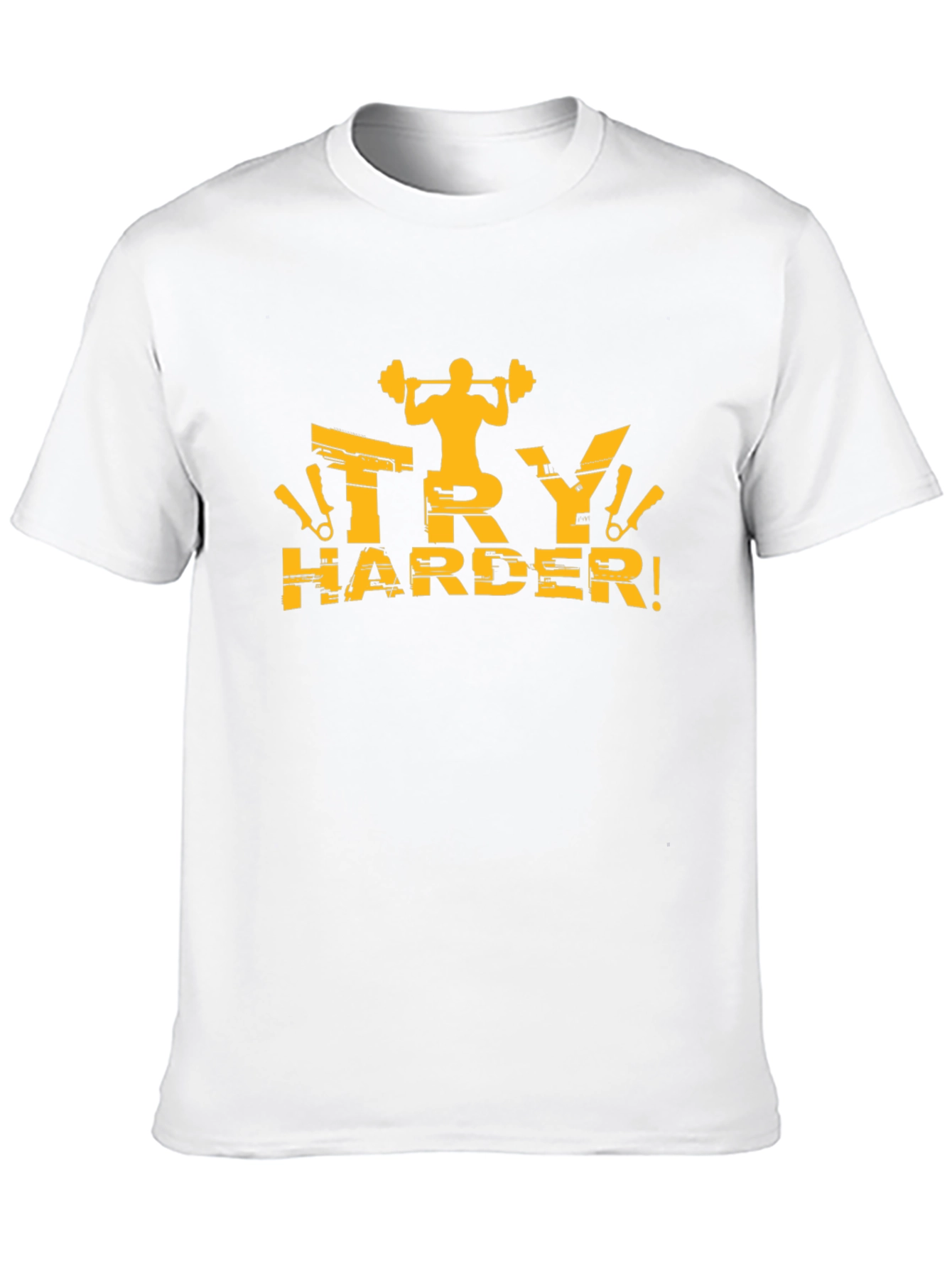 Mens Black Try Harder Graphic T-Shirt