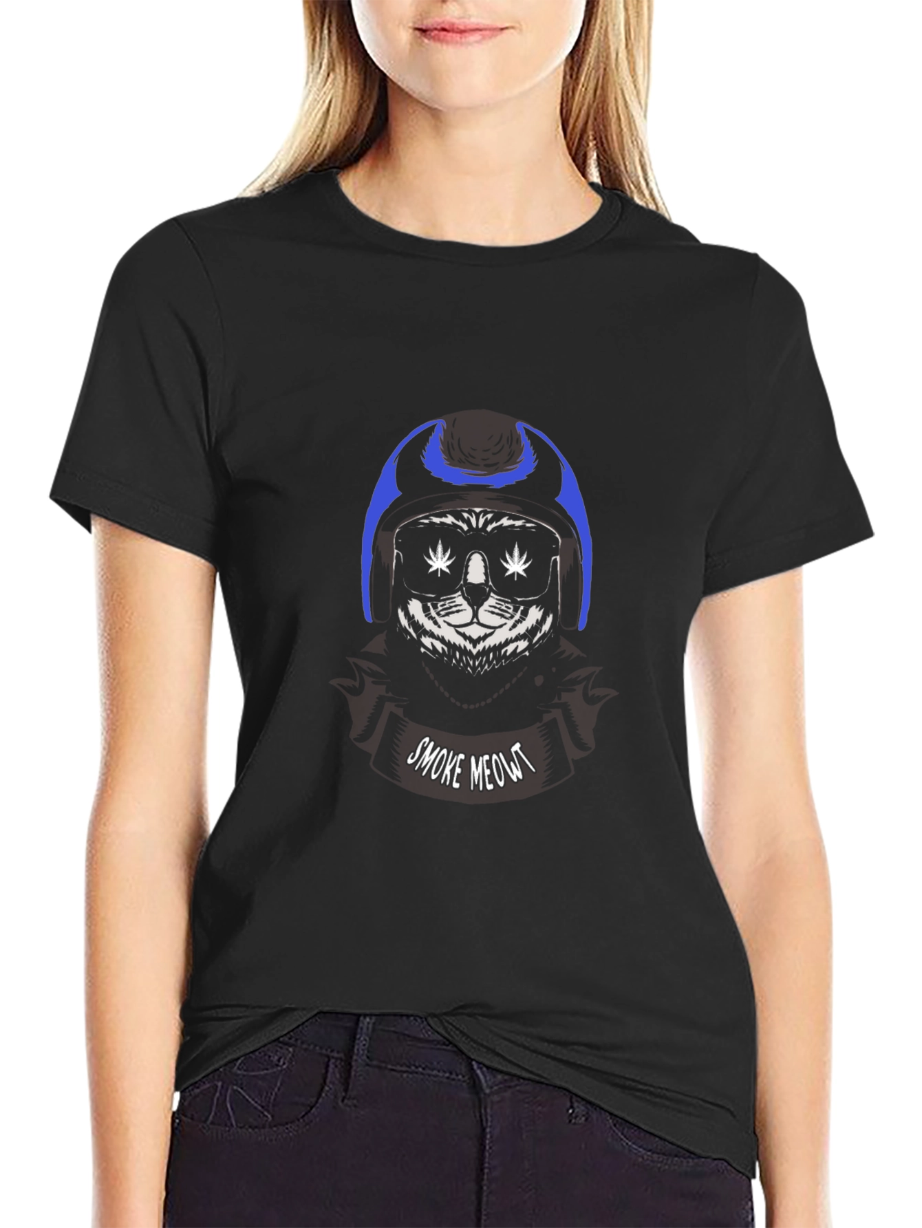 Smoke Meow T-Shirt - Cat with Sunglasses