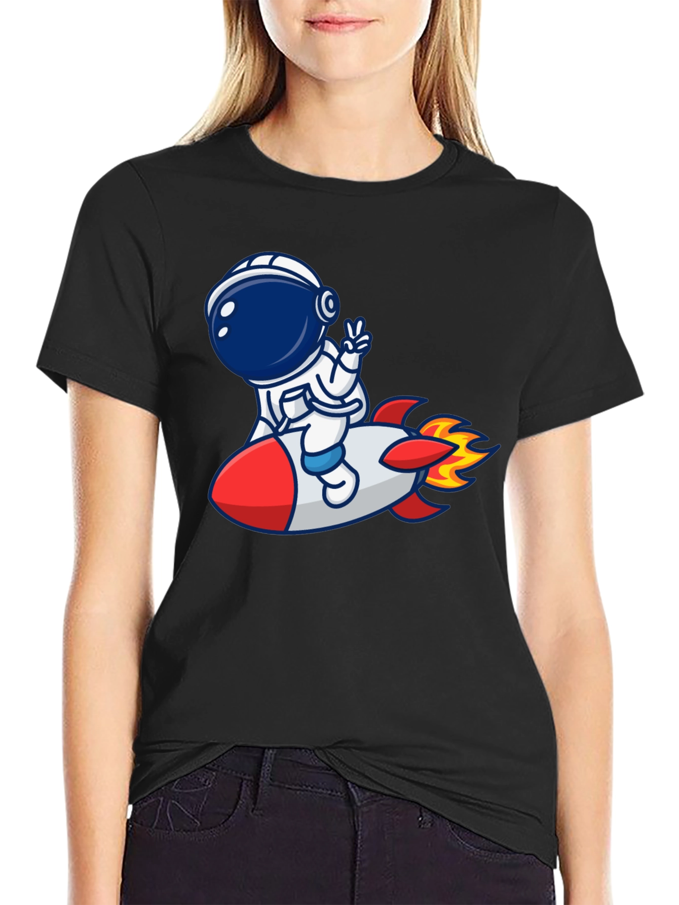 Astronaut Rocket Graphic T-Shirt - Trendy Unisex Tee