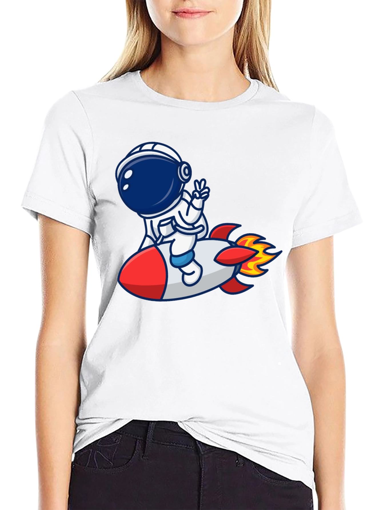 Astronaut Rocket Graphic T-Shirt - Trendy Unisex Tee