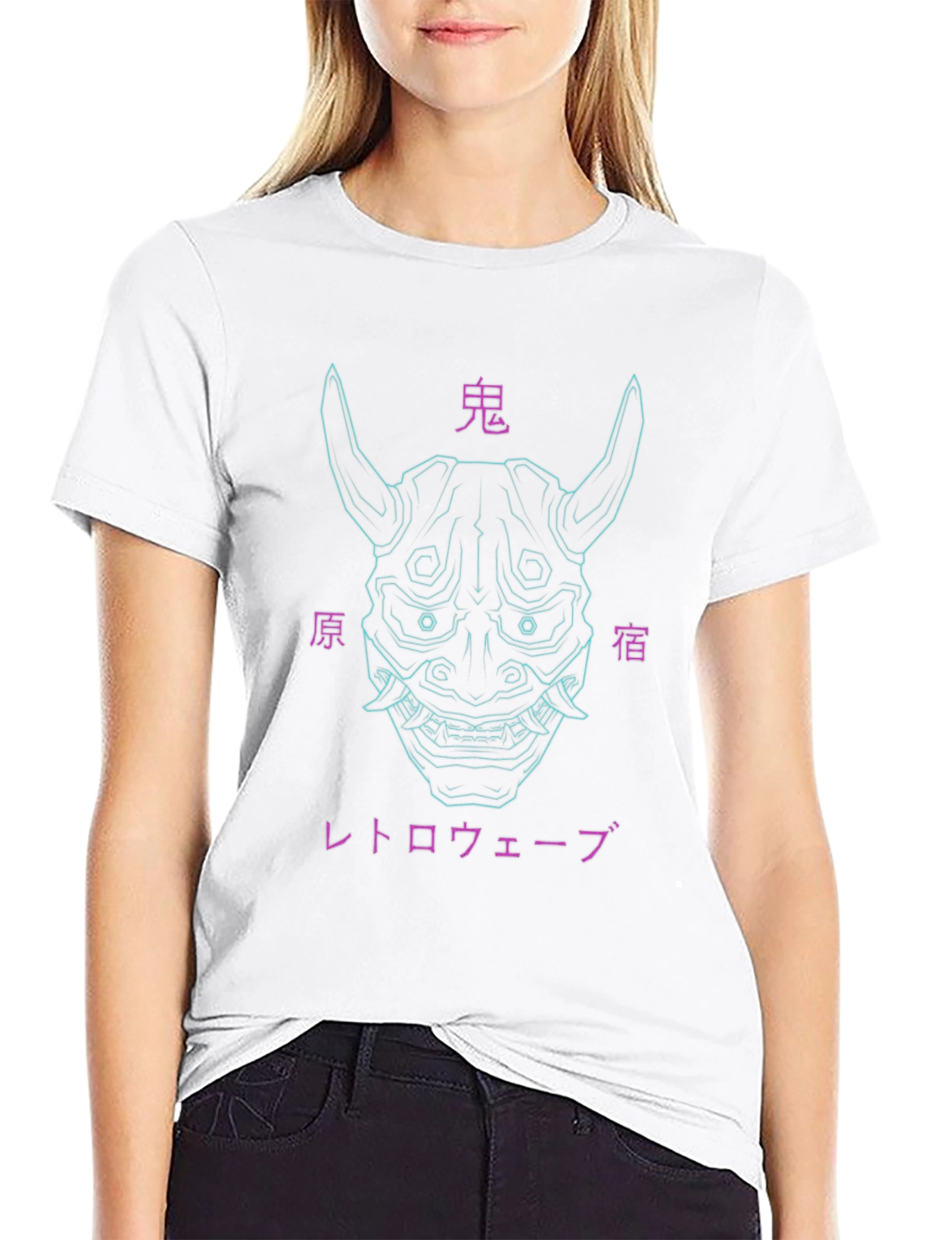 Cyberpunk Oni Mask Graphic Tee