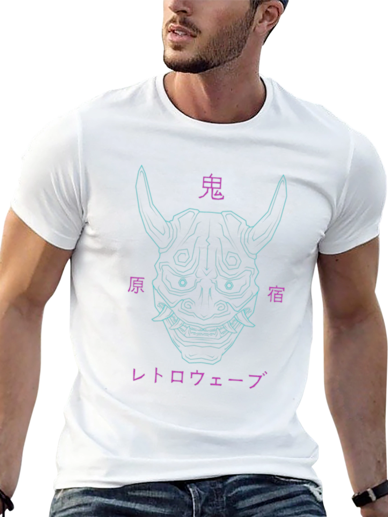 Cyberpunk Oni Mask Graphic Tee