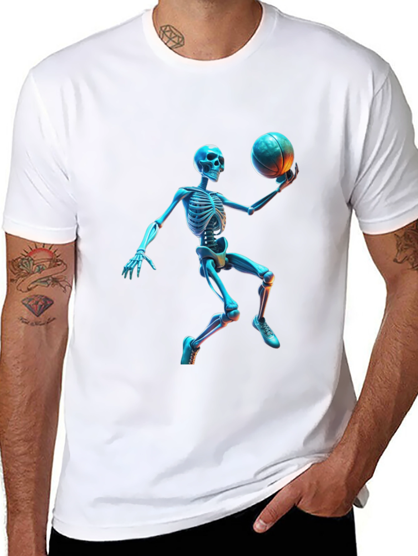Skeleton Basketball Graphic Tee - Cool & Unique Design