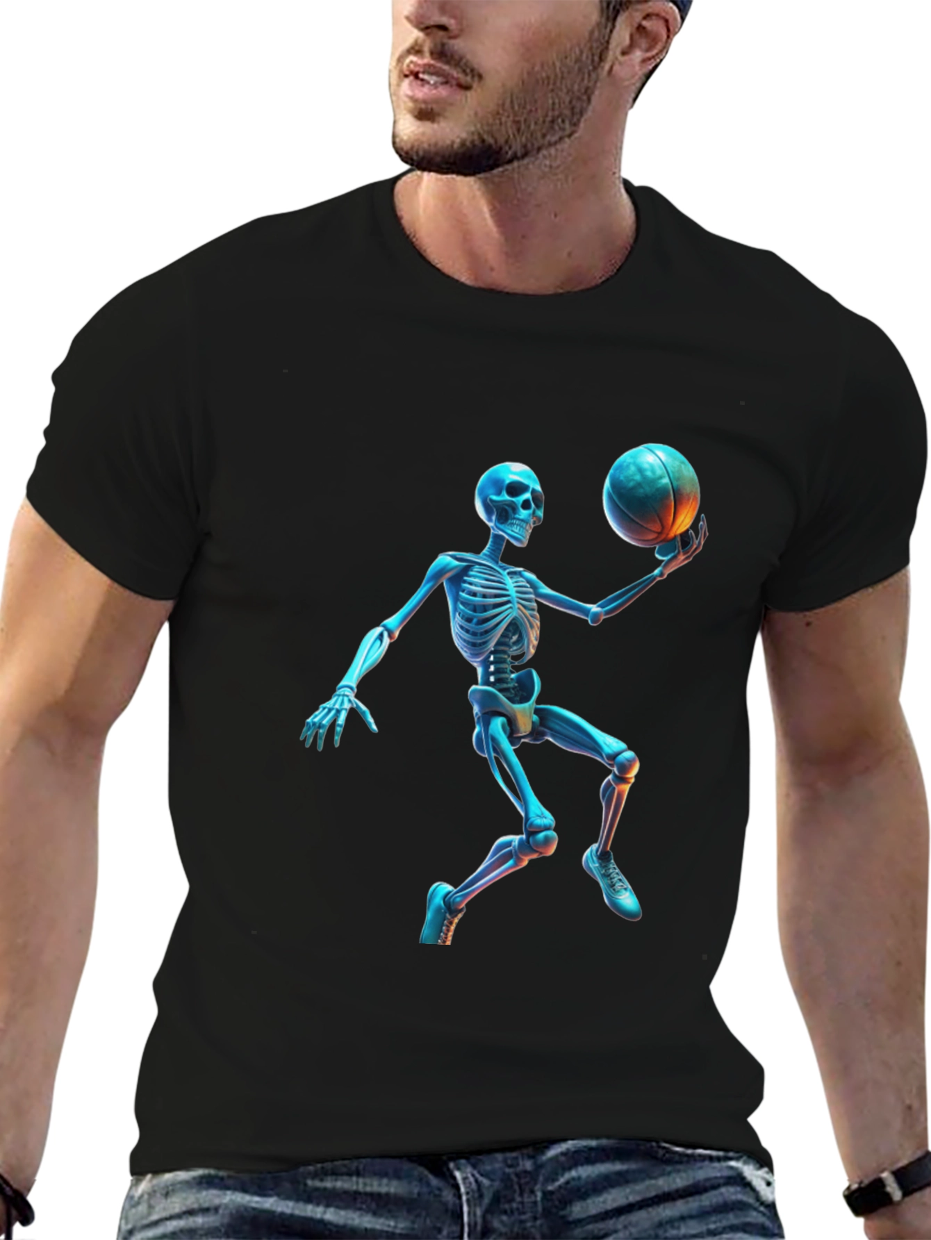 Skeleton Basketball Graphic Tee - Cool & Unique Design